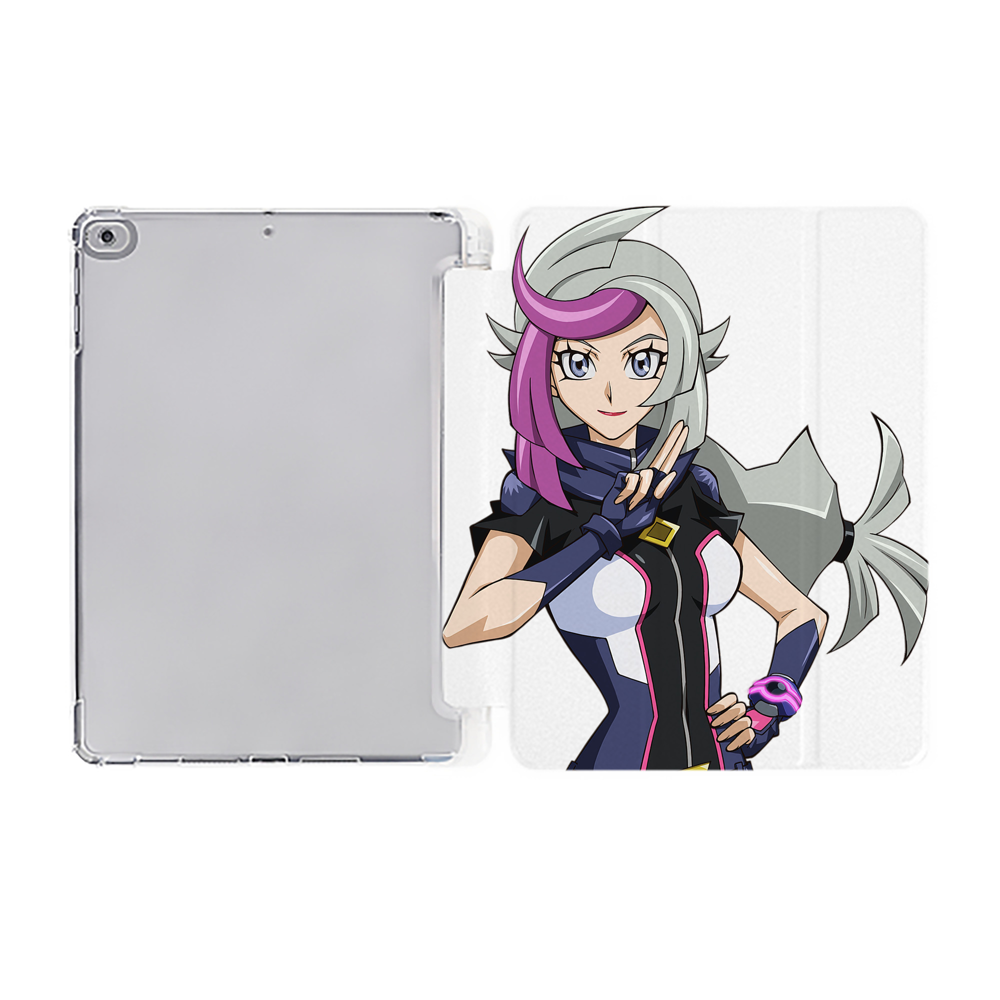（画像用） 遊☆戯☆王 Yu-Gi-Oh! IPad ケース ペン収納付き 三つ折りスタンド PUレザー×シリコン 対応機種9.5/10.5/10.9インチ
